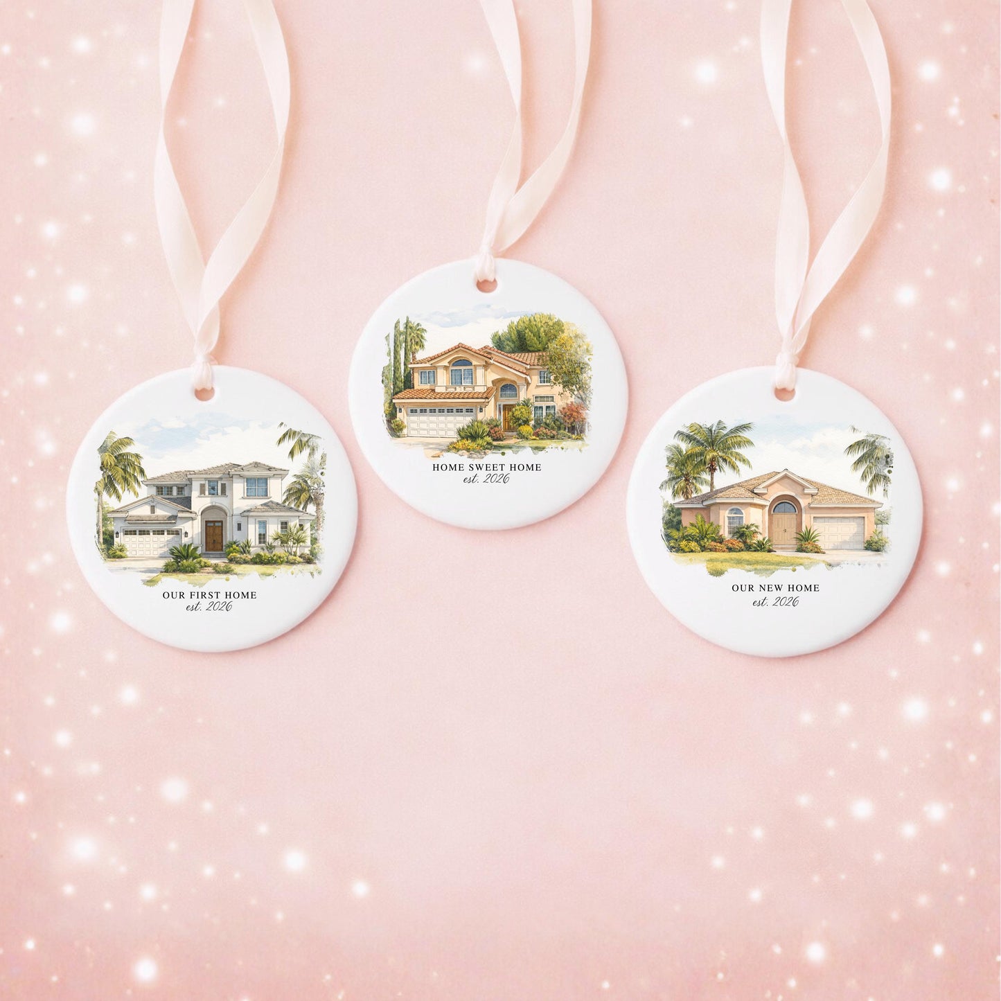 Custom Watercolor House Ornament, Personalized Home Christmas Ornament, Personalized Christmas Ornament Gift, Housewarming - product image 3