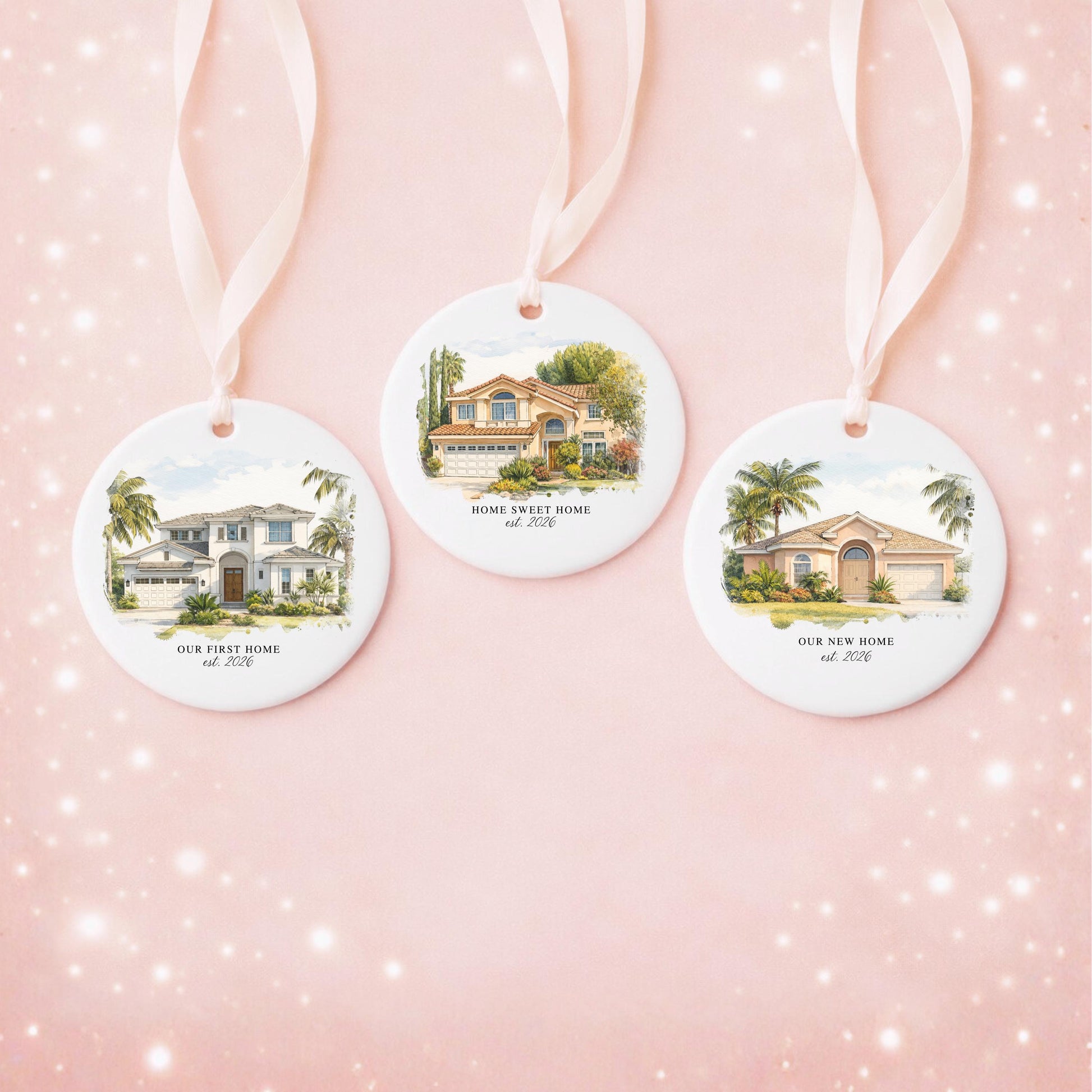 Custom Watercolor House Ornament, Personalized Home Christmas Ornament, Personalized Christmas Ornament Gift, Housewarming - product image 3