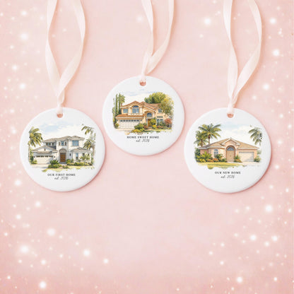 Custom Watercolor House Ornament, Personalized Home Christmas Ornament, Personalized Christmas Ornament Gift, Housewarming - product image 3