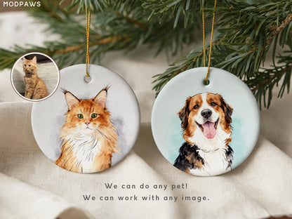 Personalized Pet Watercolor Ornament Using Pet's Photo + Name - Custom Ornament Christmas Dog Ornament Personalized Dog Ornament Custom Dog - product image 2