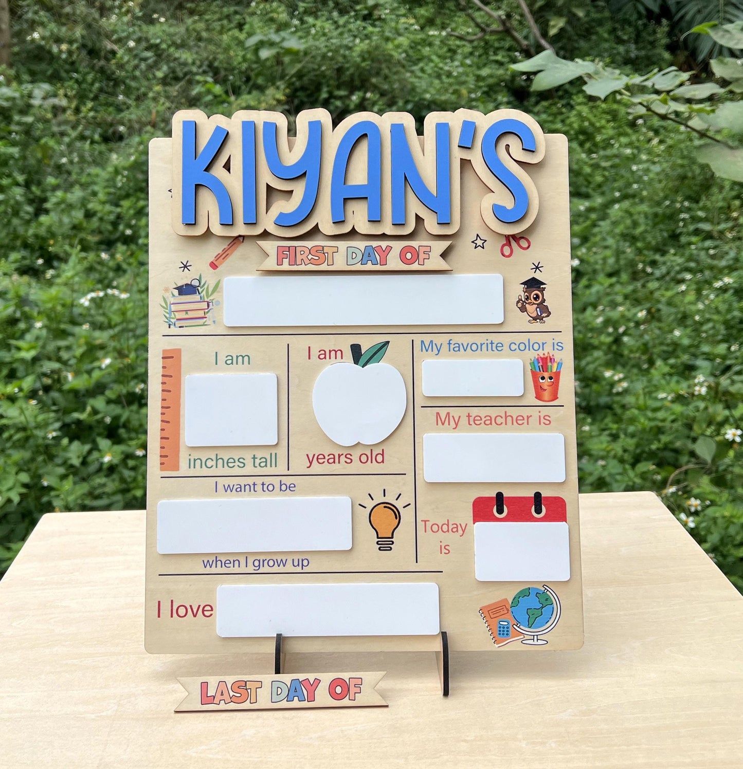 Customizable First and Last Day of School Sign Board, Dry Erase Name Board - main product image
