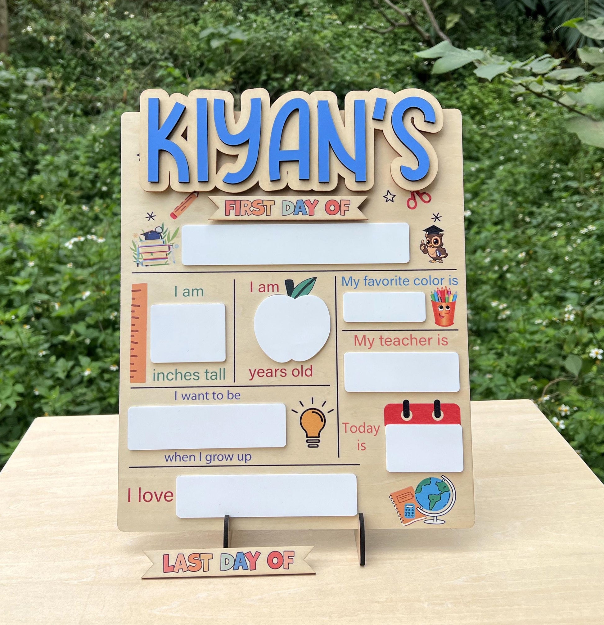 Customizable First and Last Day of School Sign Board, Dry Erase Name Board - main product image