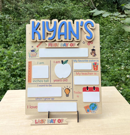Customizable First and Last Day of School Sign Board, Dry Erase Name Board - main product image