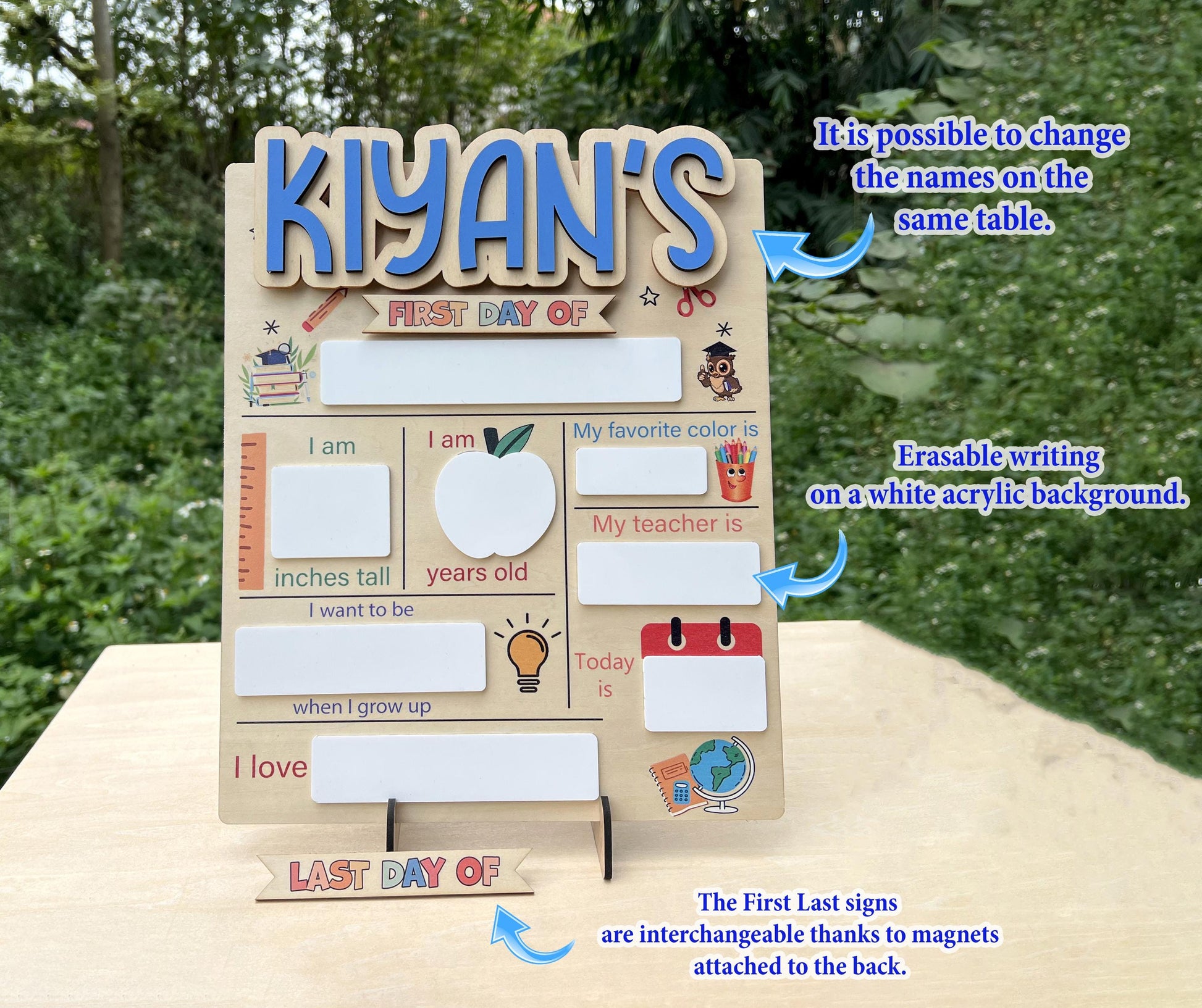 Customizable First and Last Day of School Sign Board, Dry Erase Name Board - product image 3