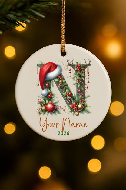 Personalized Monogram Keepsake Ornament 2026 – Custom Initial Name Decor, Family Memory Gift, Holiday & Yearly Ornament - main product image