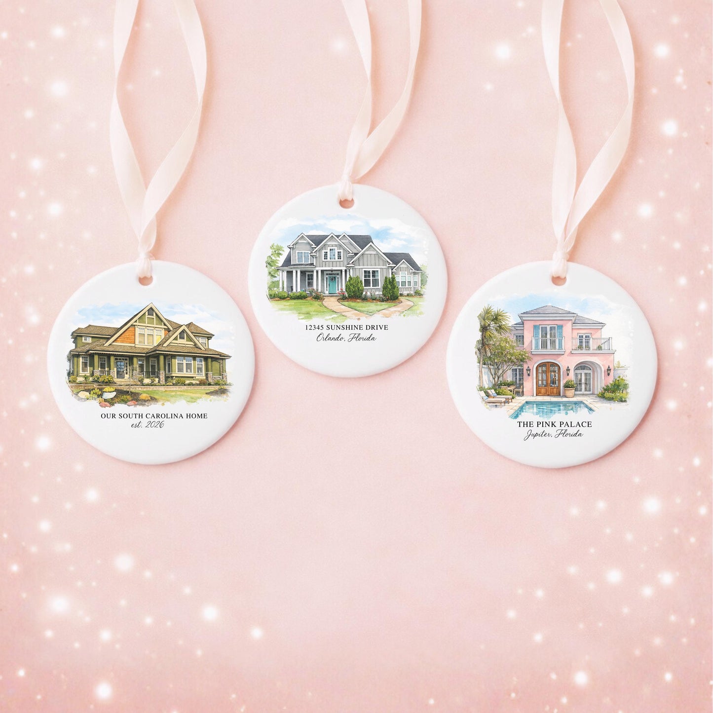 Custom Watercolor House Ornament, Personalized Home Christmas Ornament, Personalized Christmas Ornament Gift, Housewarming - product image 4
