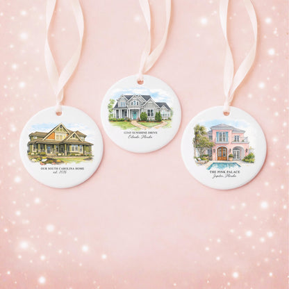 Custom Watercolor House Ornament, Personalized Home Christmas Ornament, Personalized Christmas Ornament Gift, Housewarming - product image 4