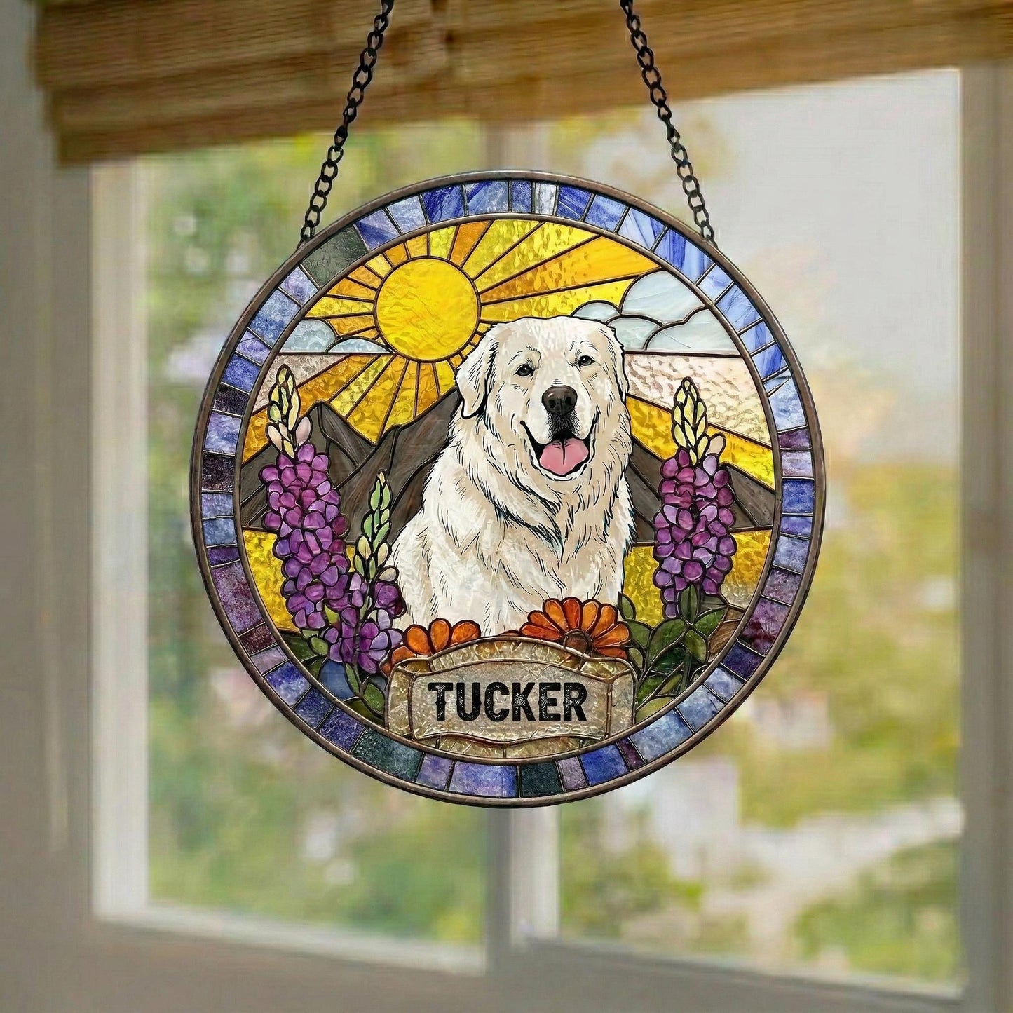 Personalized Dog Suncatcher, Custom Pet Portrait Stained Glass Window Hanging, Memorial Photo Gift for Dog Loss, Sympathy Gift for Pet Lover - product image 4