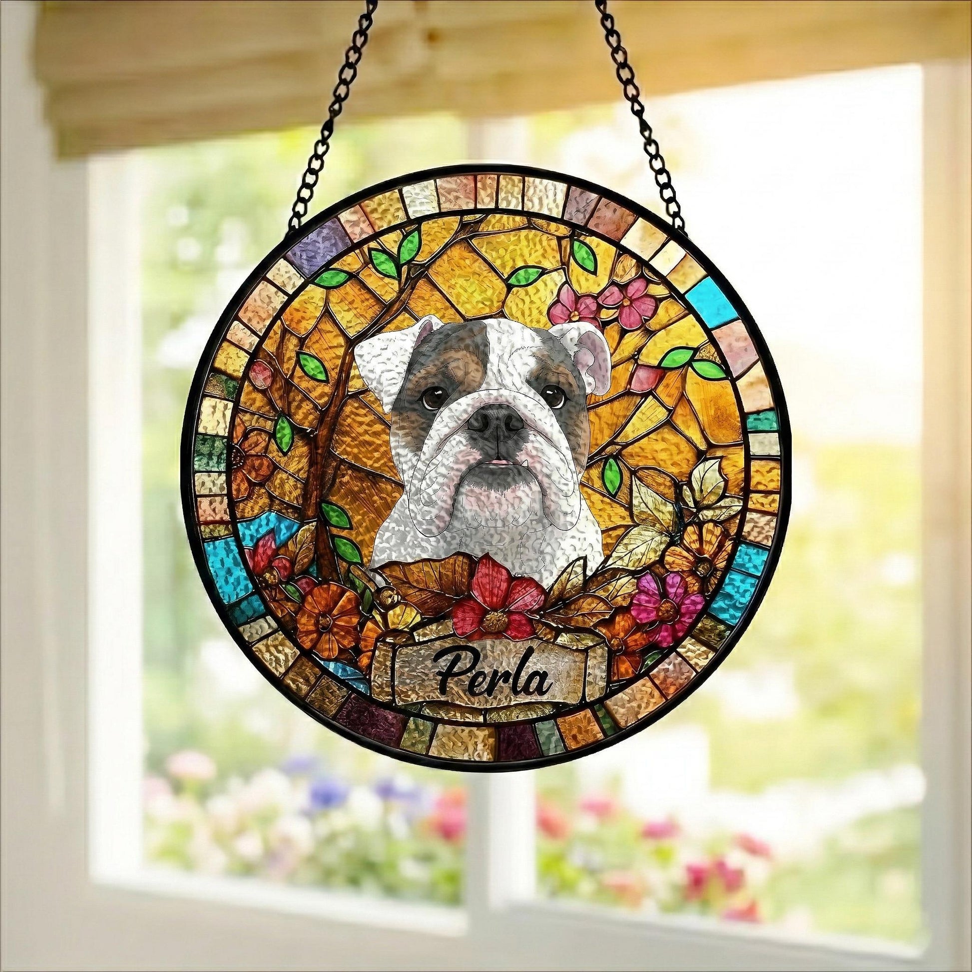 Personalized Dog Suncatcher, Custom Pet Portrait Stained Glass Window Hanging, Memorial Photo Gift for Dog Loss, Sympathy Gift for Pet Lover - product image 3