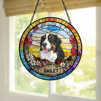 Personalized Dog Suncatcher, Custom Pet Portrait Stained Glass Window Hanging, Memorial Photo Gift for Dog Loss, Sympathy Gift for Pet Lover - product image 5