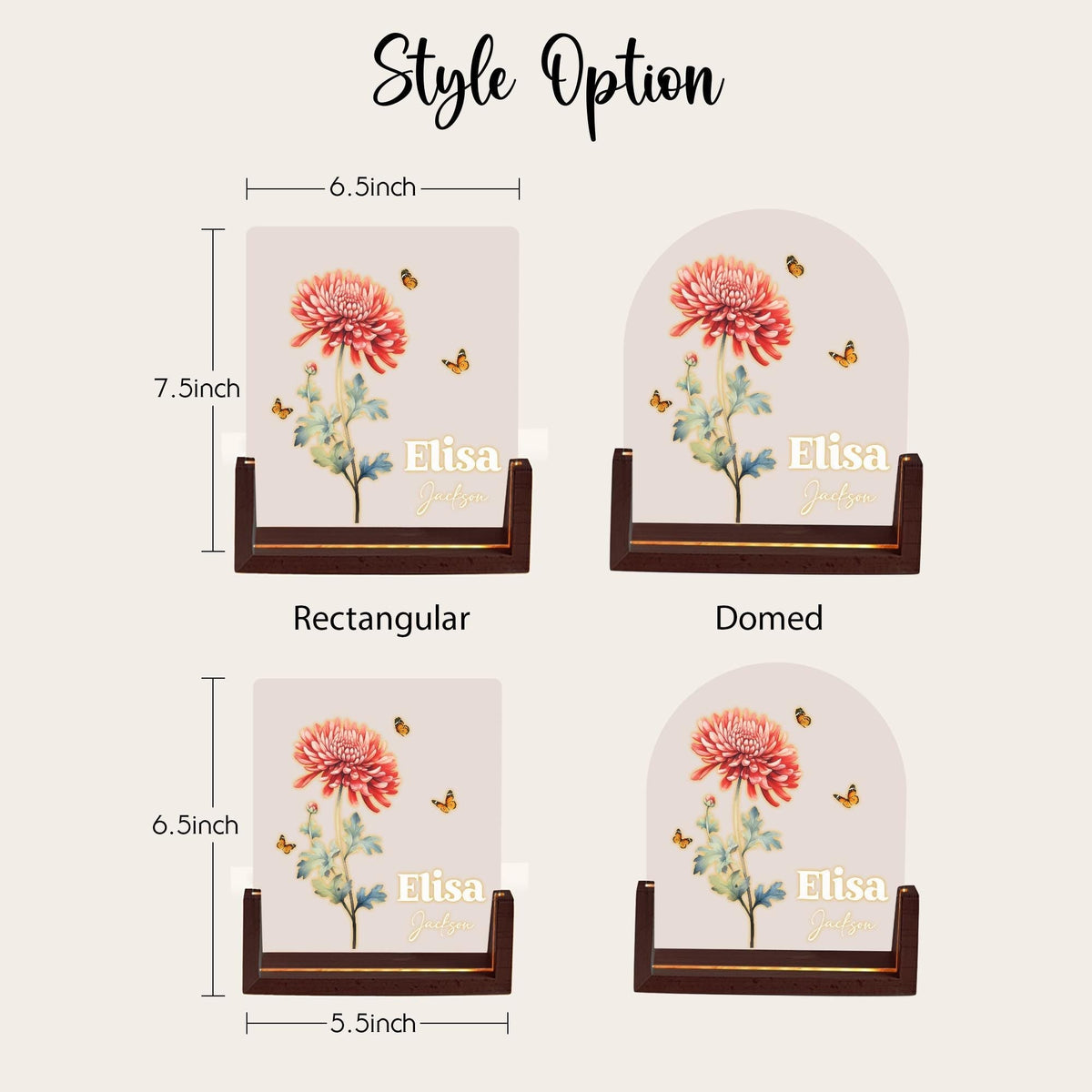 Custom Birth Flower Arch Lamp, Personalized Name Night Light, Floral Acrylic Plaque, Elegant Desk Led Light, Gift for Her - product image 4