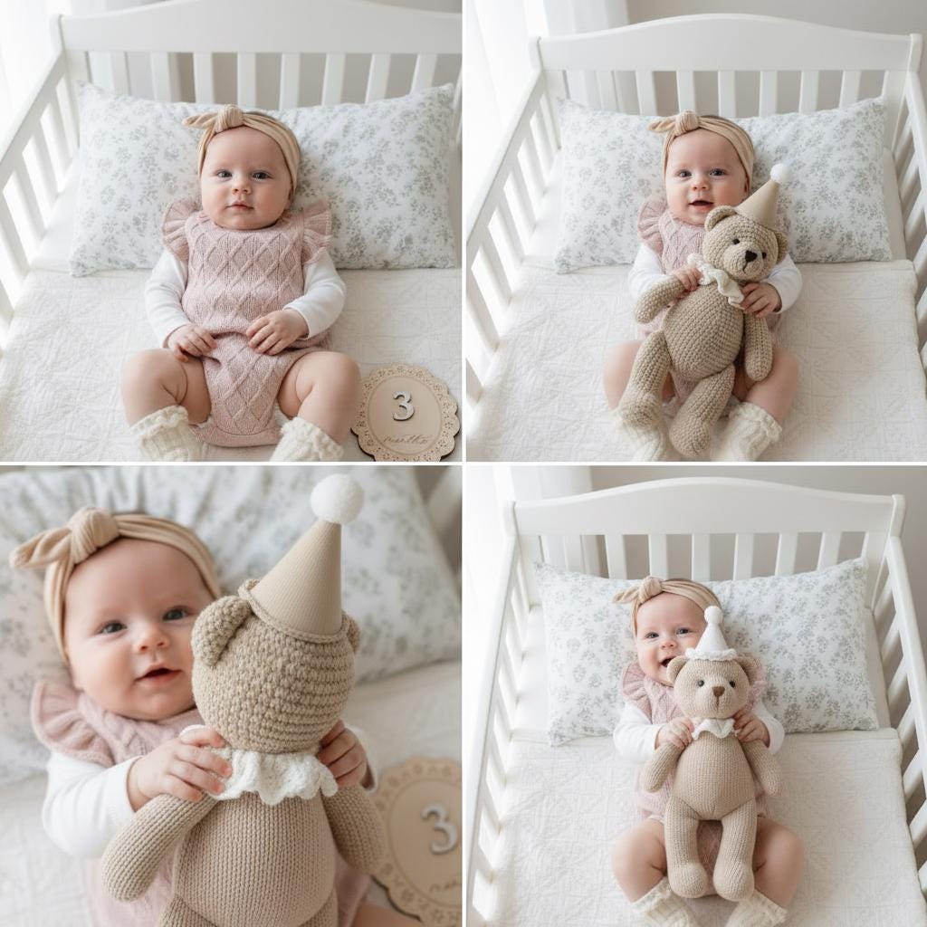 Personalized Crochet Teddy Bear, Handmade Animal Toy, Custom Birthday Baby Gift - product image 6