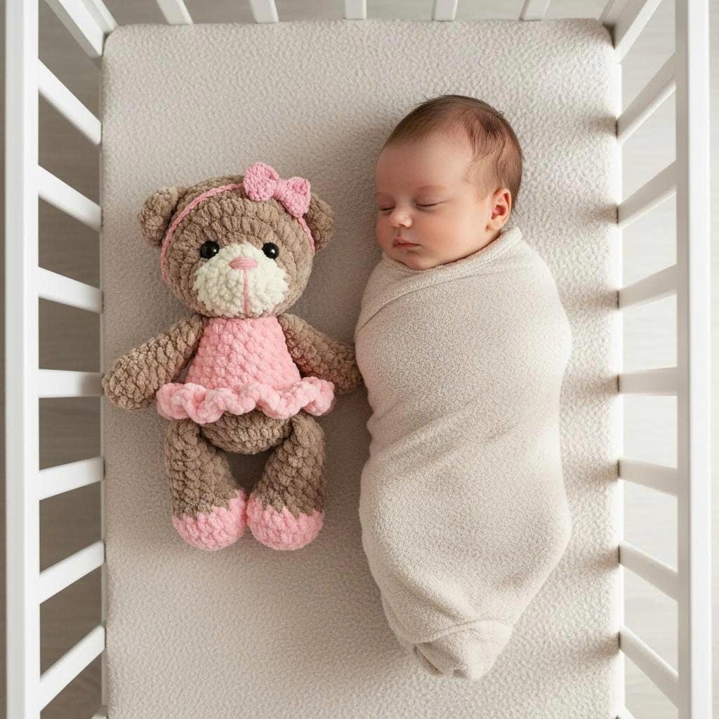 Personalized Crochet Teddy Bear, Handmade Animal Toy, Custom Birthday Baby Gift - main product image