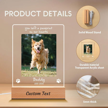 Personalized Dog Memorial Gifts for Loss of Pet, In Memory of Pet Picture Night Light, Custom LED Acrylic Plaque, Sympathy Remembrance Gifts - product image 4