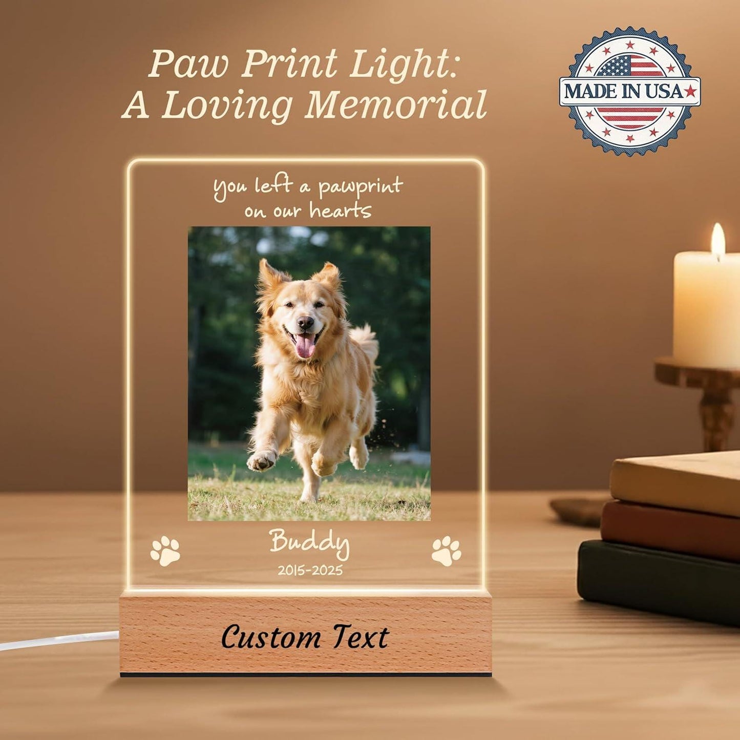 Personalized Dog Memorial Gifts for Loss of Pet, In Memory of Pet Picture Night Light, Custom LED Acrylic Plaque, Sympathy Remembrance Gifts - product image 2
