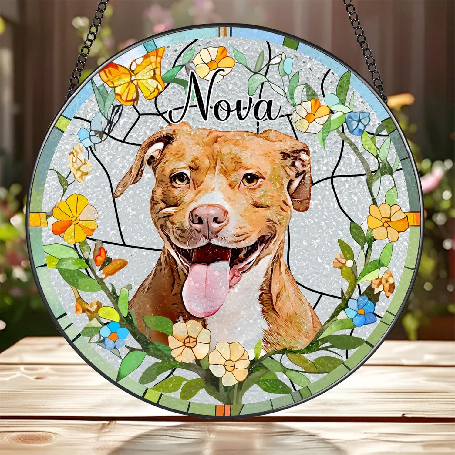Custom Pet Portrait Suncatcher, Pet Window Hangings, Personalized Stained Glass Pet Memorial, Dog Cat Lover Gifts, Sympathy Gift, Pet Loss - product image 3
