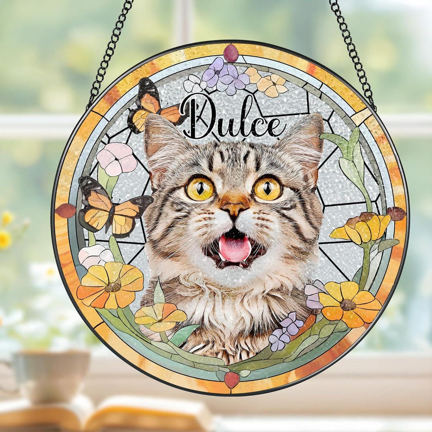 Custom Pet Portrait Suncatcher, Pet Window Hangings, Personalized Stained Glass Pet Memorial, Dog Cat Lover Gifts, Sympathy Gift, Pet Loss - product image 4