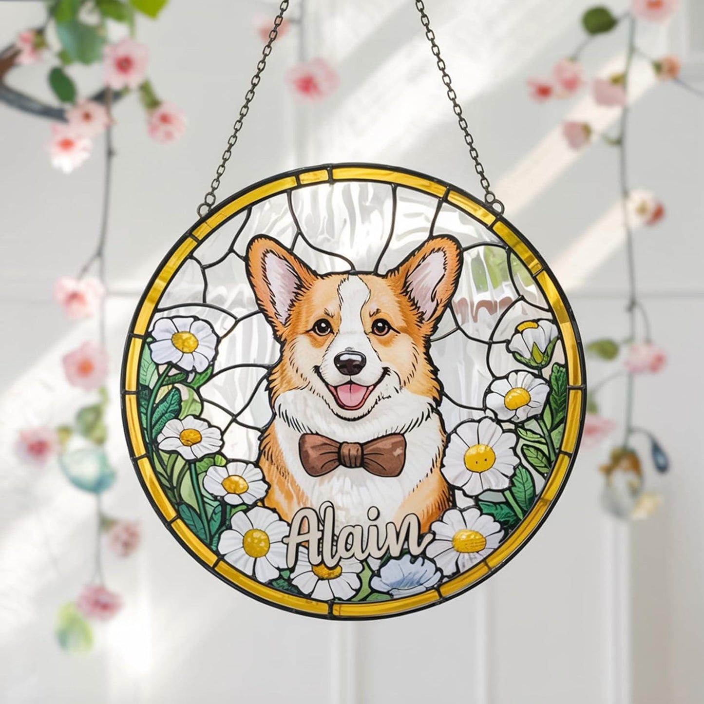 Personalized Pet StainedGlass Suncatcher Window Hanging, Custom Dog Memorial Keepsake,Sympathy Gift for Remembrance Pet Loss,Dog Lover Décor - product image 2