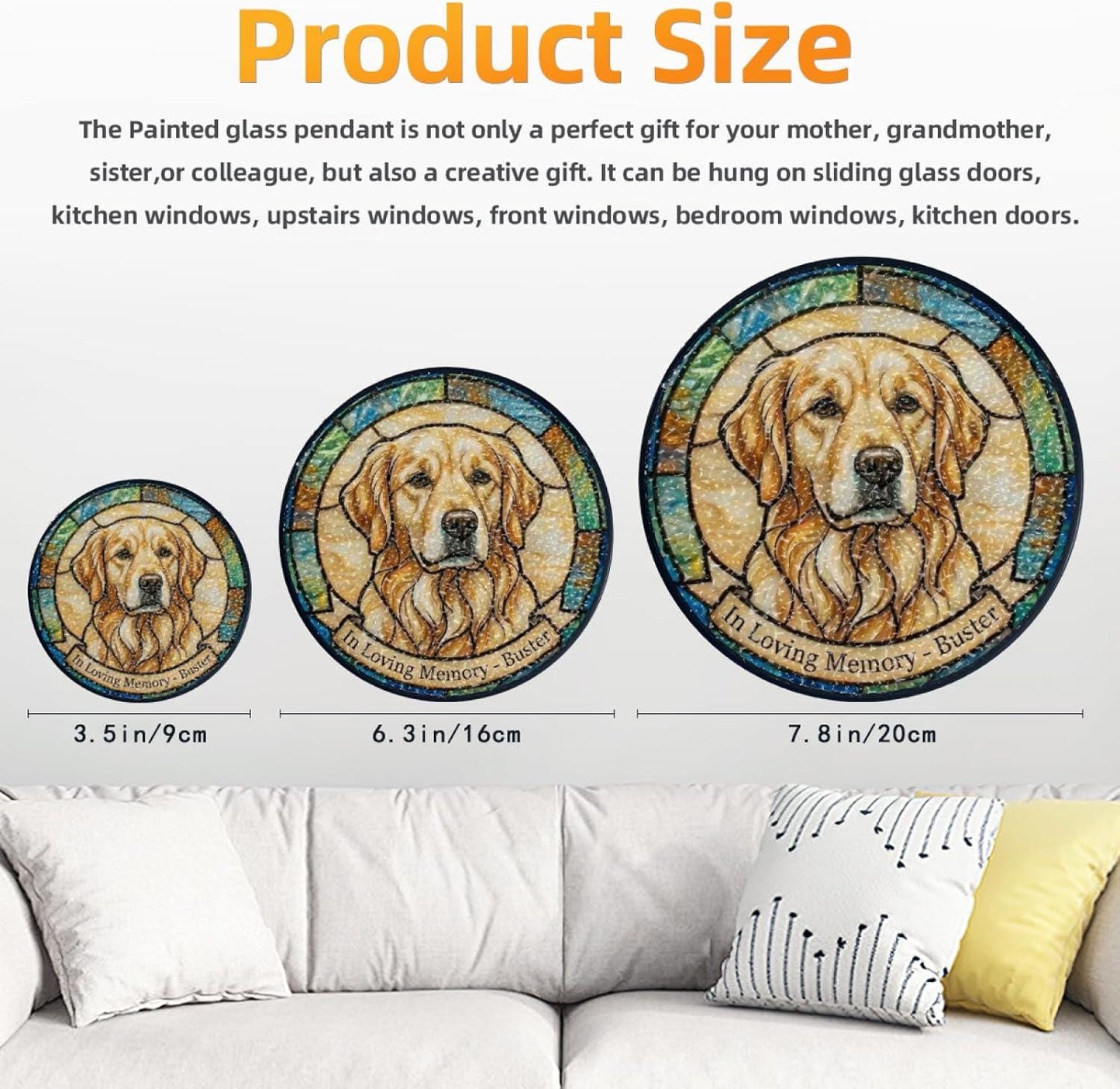 Personalized Pet Stained Glass Suncatcher, Dog Cat Portrait Window Hanging SunCatcher, Pet Memorial Sympathy Home Decor Gift for Pet Lovers - product image 7