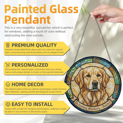 Personalized Pet Stained Glass Suncatcher, Dog Cat Portrait Window Hanging SunCatcher, Pet Memorial Sympathy Home Decor Gift for Pet Lovers - product image 6
