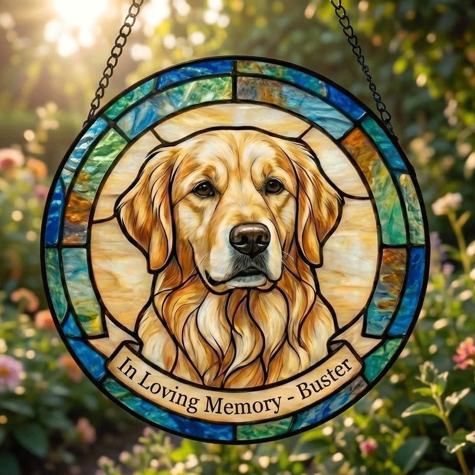 Personalized Pet Stained Glass Suncatcher, Dog Cat Portrait Window Hanging SunCatcher, Pet Memorial Sympathy Home Decor Gift for Pet Lovers - product image 2