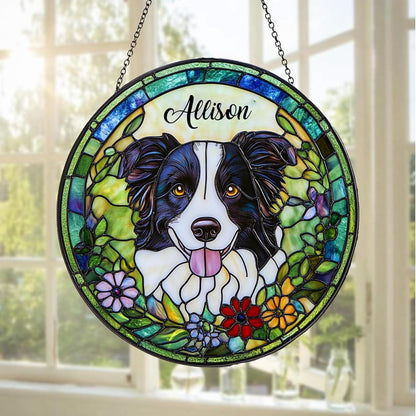 Personalized Pet StainedGlass Suncatcher Window Hanging – Custom Dog Memorial Keepsake– Sympathy Gift for Pet Loss, Remembrance Gift Him Her - main product image