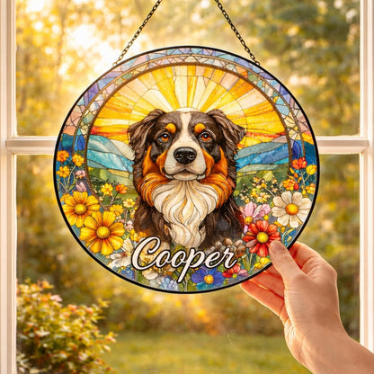 Personalized Dog Portrait Stained Glass SunCatcher, Memorial SunCatcher, Animal Memorial Gift, Dog Loss Sympathy Gift, Pet Loss Gift - product image 2