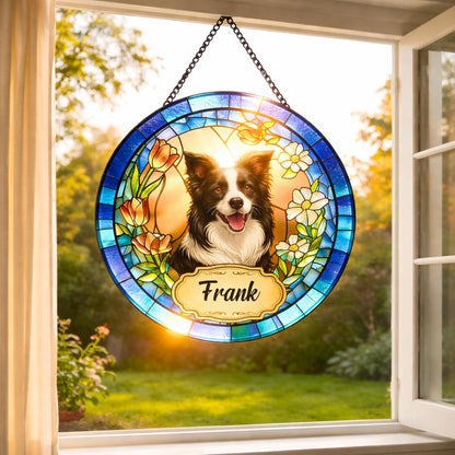 Custom Pet Stained Glass Suncatcher, Remembrance Gifts for Pets Lovers, Pets Memorial Gifts for Dog Window Hanging, Photo Gift for Dog Cat - product image 5