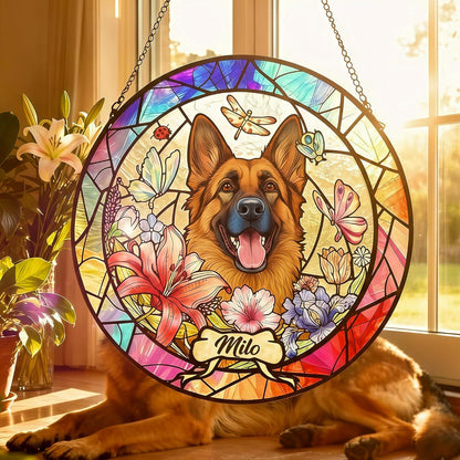Personalized Dog Portrait Art Suncatcher Glass, Pet Memorial Gifts for Dogs, Sympathy Gift, Remembrance Gift Dog Indoor Decor Window Hanging - product image 2