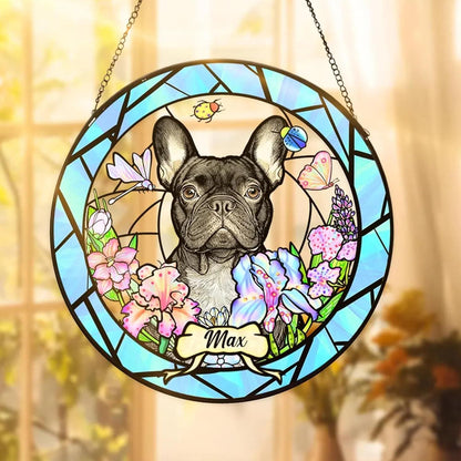 Personalized Dog Portrait Art Suncatcher Glass, Pet Memorial Gifts for Dogs, Sympathy Gift, Remembrance Gift Dog Indoor Decor Window Hanging - main product image