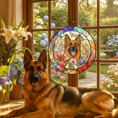 Personalized Dog Portrait Art Suncatcher Glass, Pet Memorial Gifts for Dogs, Sympathy Gift, Remembrance Gift Dog Indoor Decor Window Hanging - product image 3