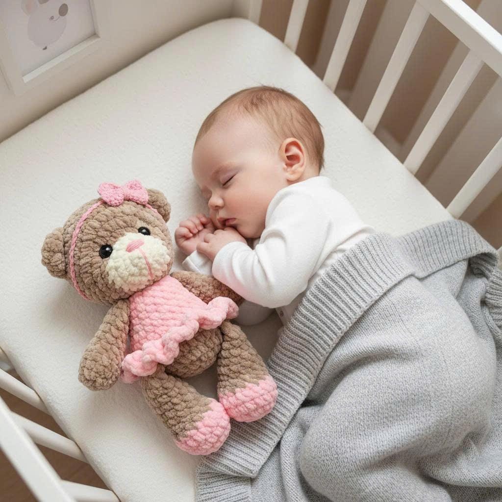 Personalized Crochet Teddy Bear, Handmade Animal Toy, Custom Birthday Baby Gift - product image 7