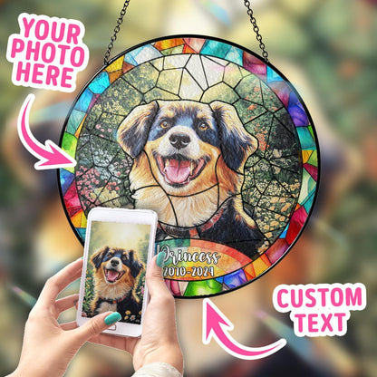 Custom Dog Portrait Art Suncatcher Stained Glass Remembrance Gift Pet Indoor Decor Window Hanging Dog Cat Bereavement Keepsake Loss of Pet - product image 4