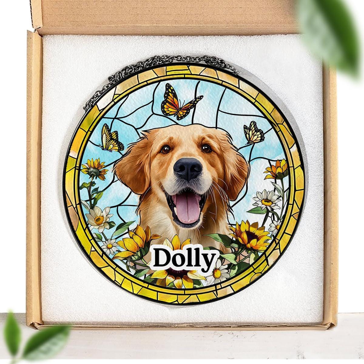 Personalized Dog Memorial Suncatcher, Pet StainedGlass Window Hanging, Sympathy Gift for Loss of Cat, Remembrance Gift for Dog Cat Lovers - product image 3