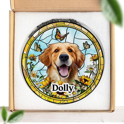 Personalized Dog Memorial Suncatcher, Pet StainedGlass Window Hanging, Sympathy Gift for Loss of Cat, Remembrance Gift for Dog Cat Lovers - product image 3