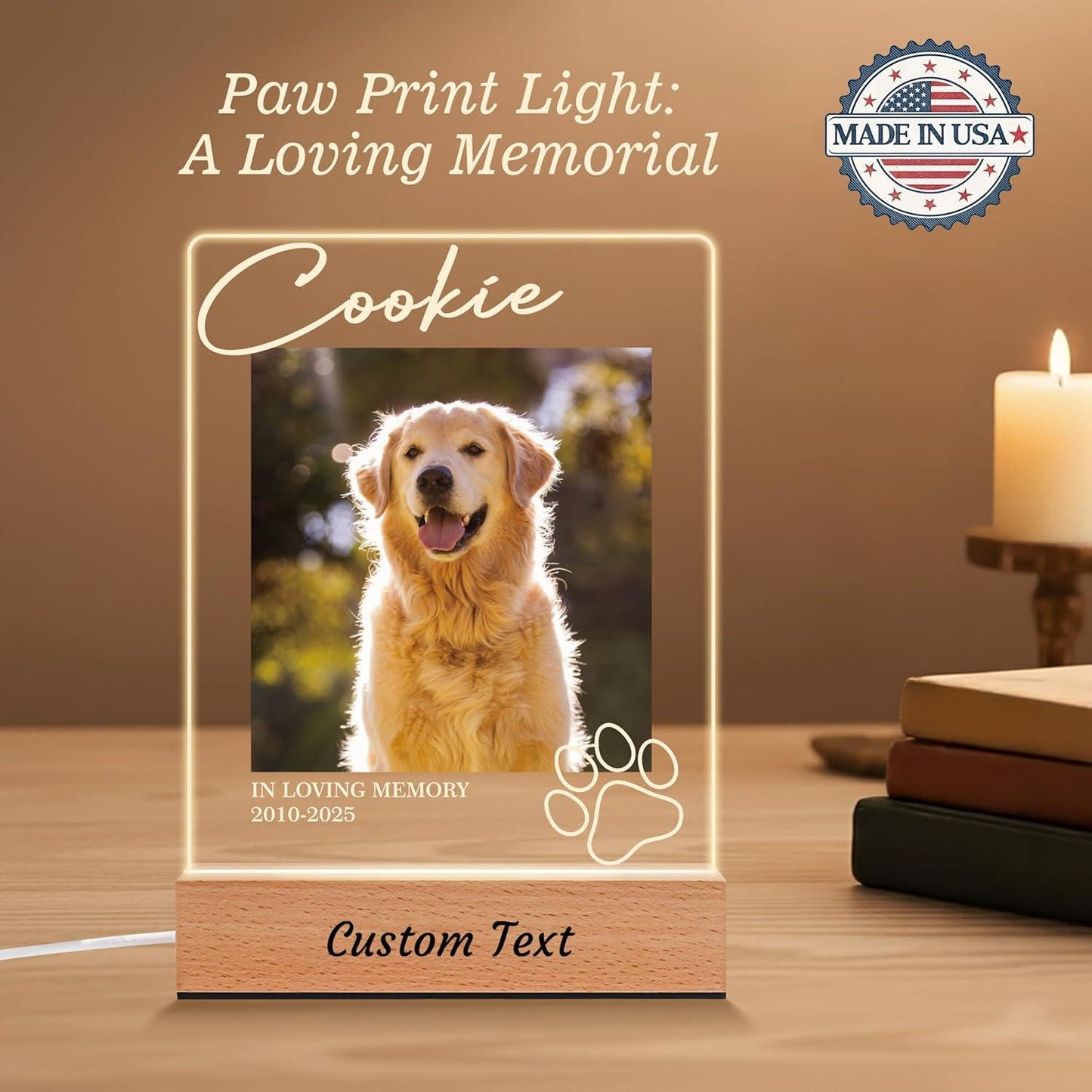Personalized Dog Memorial Gifts for Loss of Dog, Pet Memorial, in Memory of Pet Night Lights Custom LED Plaque Photo Frame Sympathy Gifts - product image 6