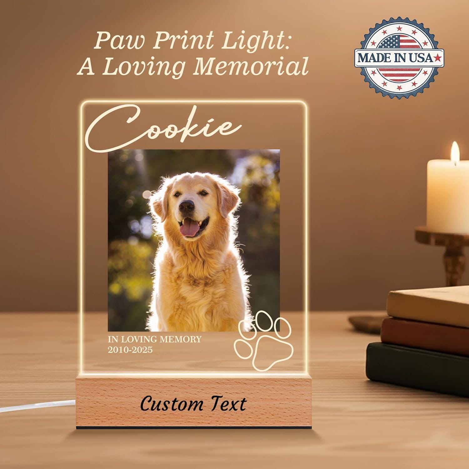 Personalized Dog Memorial Gifts for Loss of Dog, Pet Memorial, in Memory of Pet Night Lights Custom LED Plaque Photo Frame Sympathy Gifts - product image 6