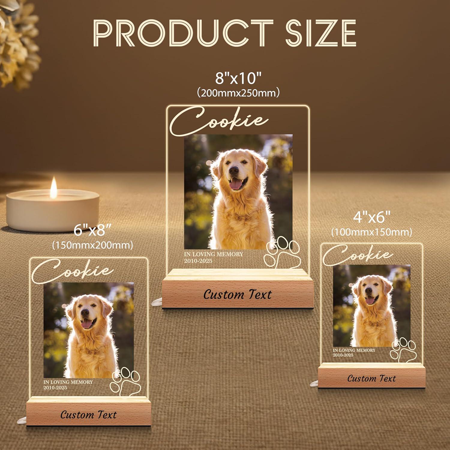 Personalized Dog Memorial Gifts for Loss of Dog, Pet Memorial, in Memory of Pet Night Lights Custom LED Plaque Photo Frame Sympathy Gifts - product image 3
