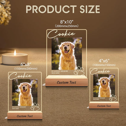 Personalized Dog Memorial Gifts for Loss of Dog, Pet Memorial, in Memory of Pet Night Lights Custom LED Plaque Photo Frame Sympathy Gifts - product image 3