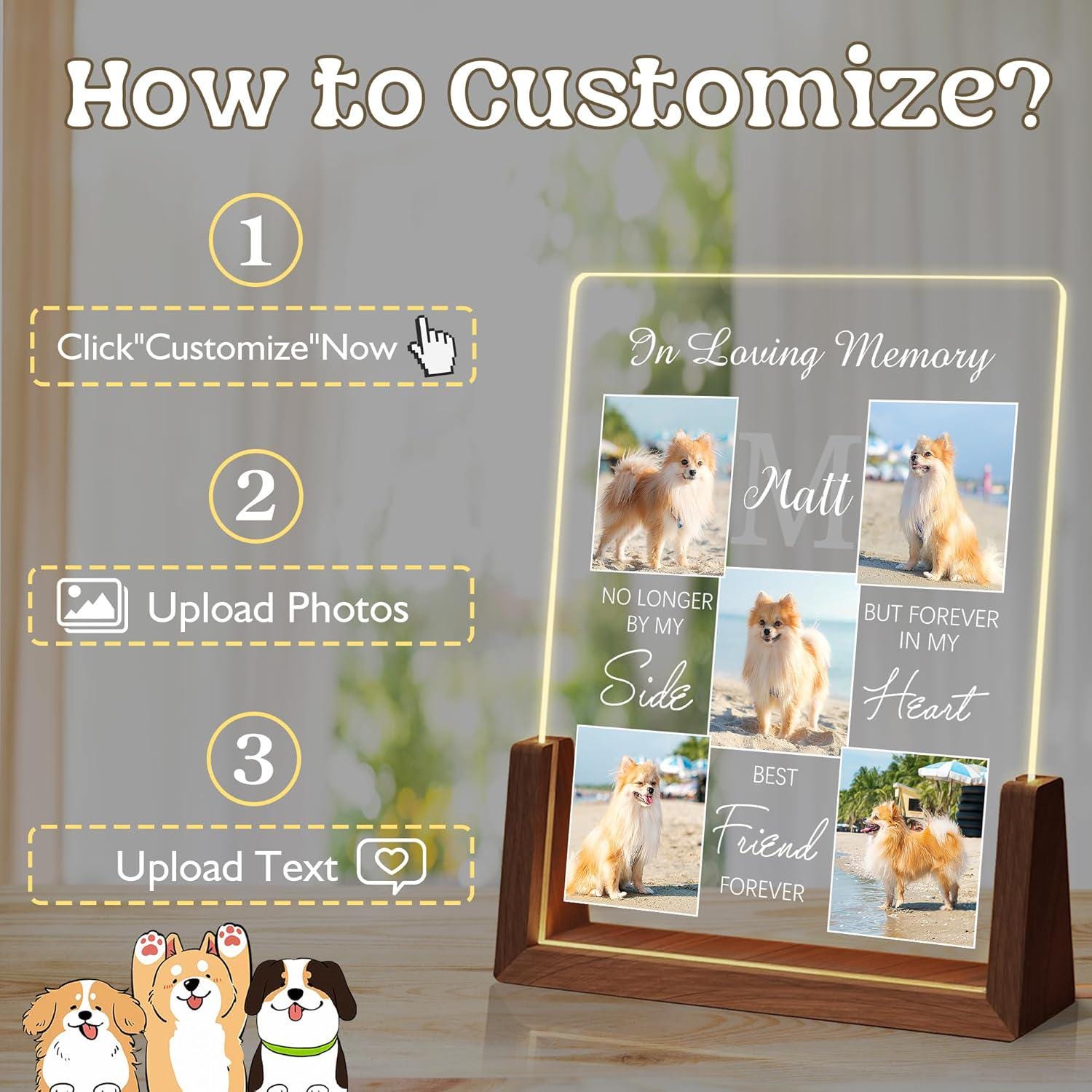 Personalized Pet Memorial Gifts, Custom Acrylic LED Night Light Pet Loss Gifts Cat Pet Memorial Gifts with Pictures, Gifts for Pet Lover - product image 6
