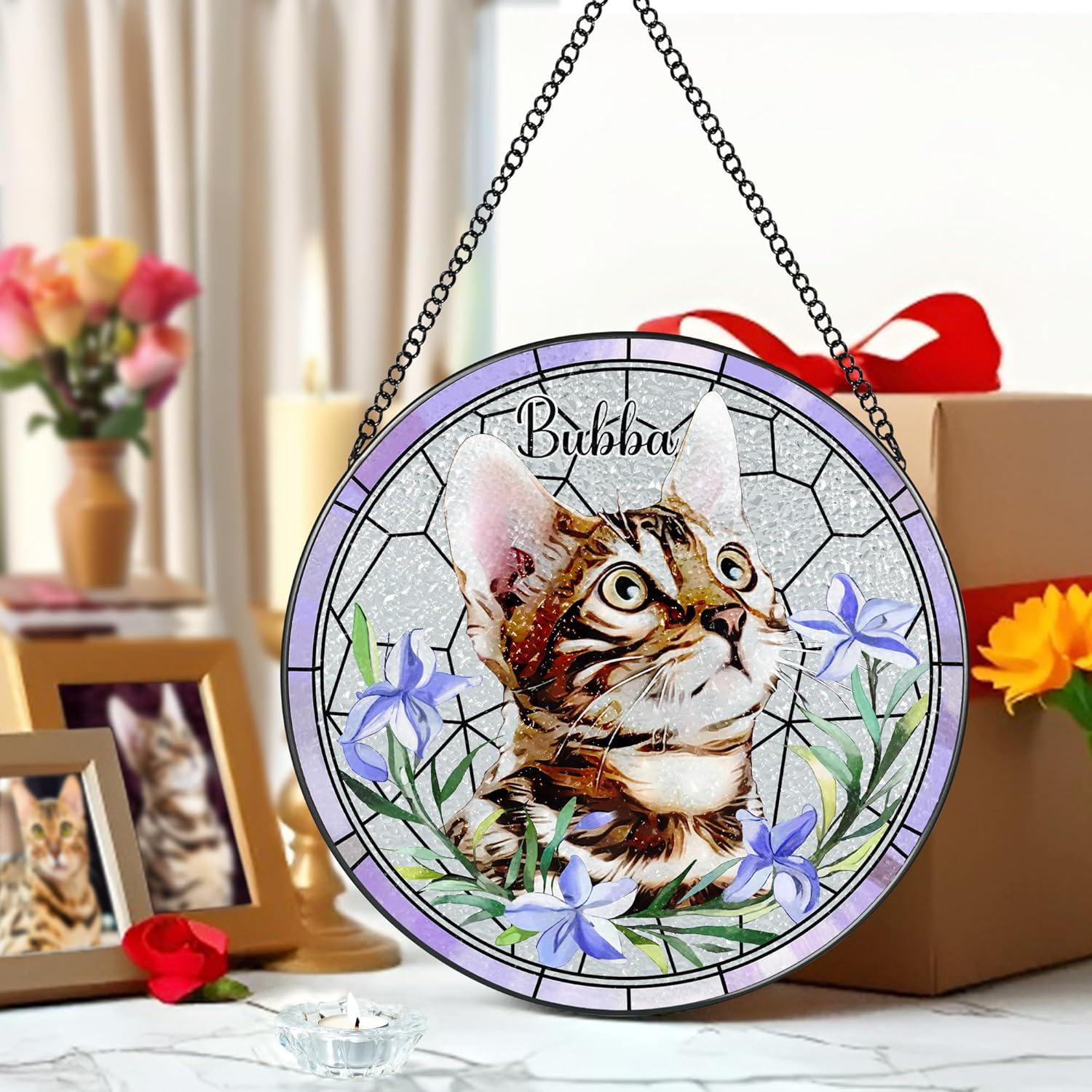 Custom Pet Portrait Suncatcher, Pet Window Hangings, Personalized Stained Glass Pet Memorial, Dog Cat Lover Gifts, Sympathy Gift, Pet Loss - product image 2
