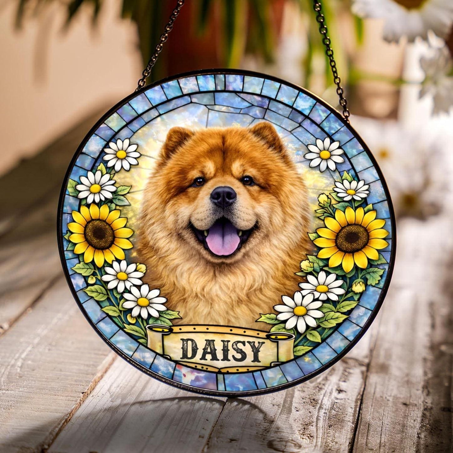 Personalized Dog Portrait Stained Glass Suncatcher, Custom Pet Memorial Stained Glass Window Hanging, Dog Loss Keepsake, Pet Loss Gift - product image 3