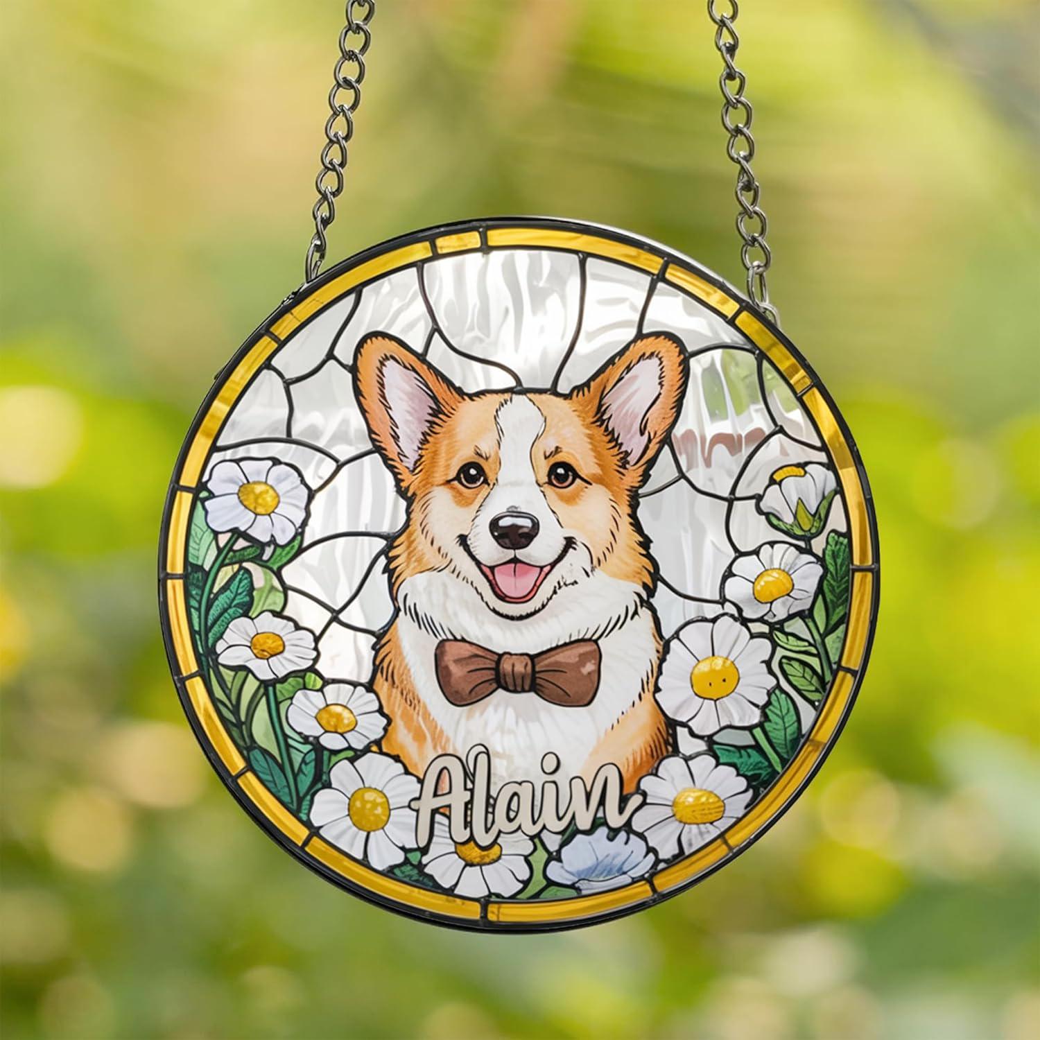 Personalized Pet StainedGlass Suncatcher Window Hanging, Custom Dog Memorial Keepsake,Sympathy Gift for Remembrance Pet Loss,Dog Lover Décor - product image 5