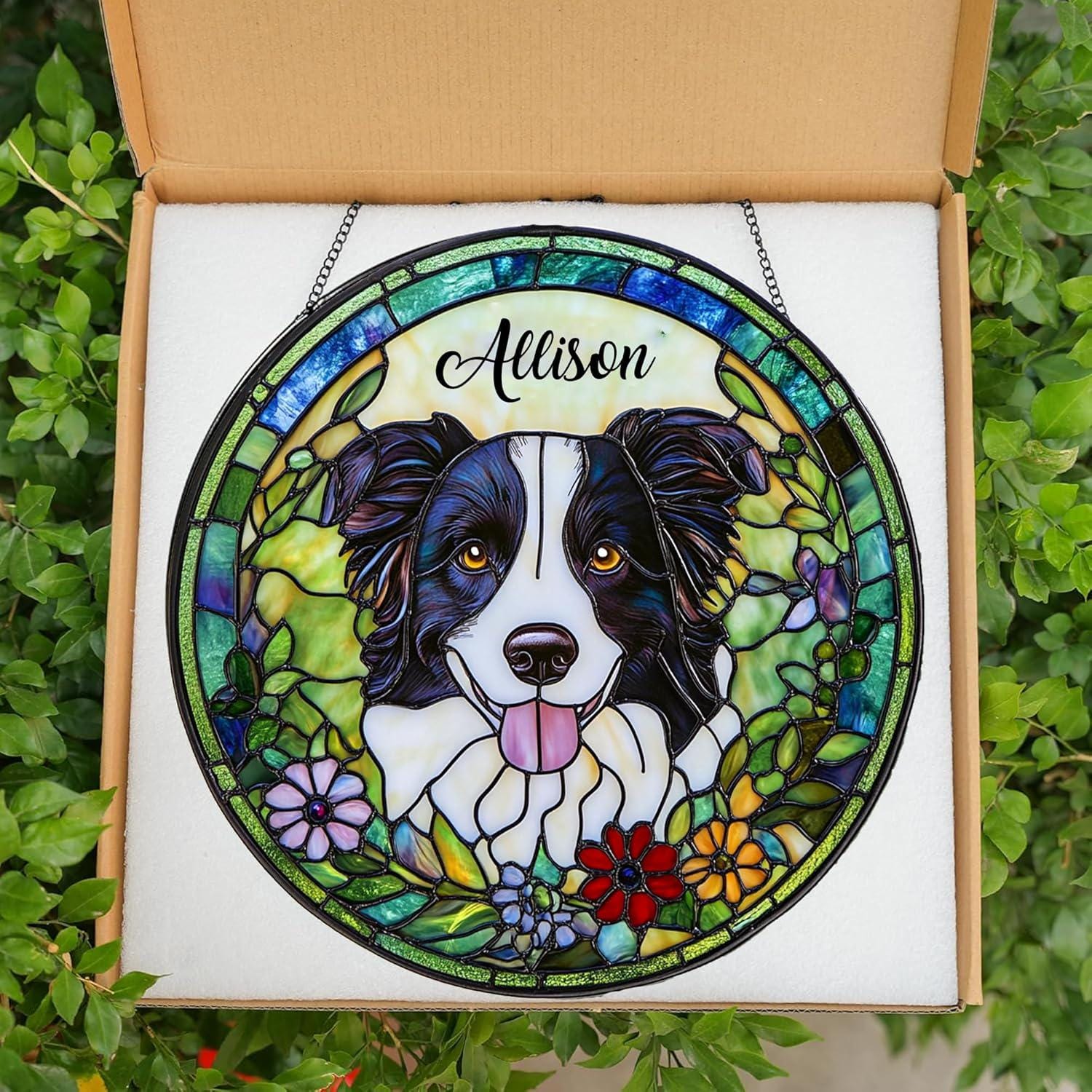 Personalized Pet StainedGlass Suncatcher Window Hanging – Custom Dog Memorial Keepsake– Sympathy Gift for Pet Loss, Remembrance Gift Him Her - product image 5