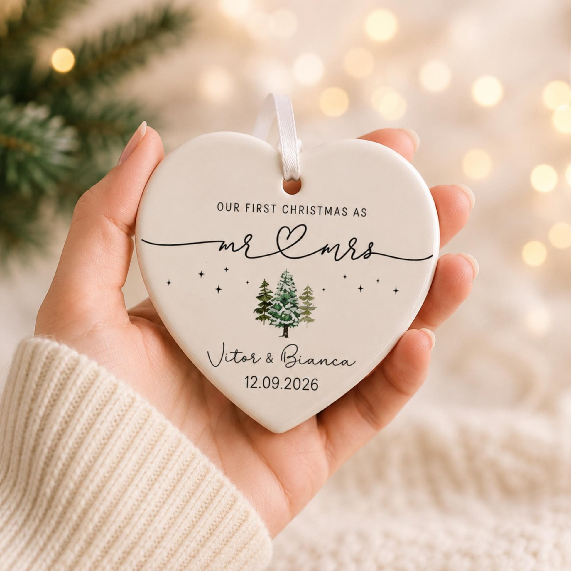 mr mrs ornament - Wedding Gift - Personalized First Christmas Keepsake - Our 1st Christmas Mr & Mrs Ornament - Housewarming mr and mrs idea - product image 7