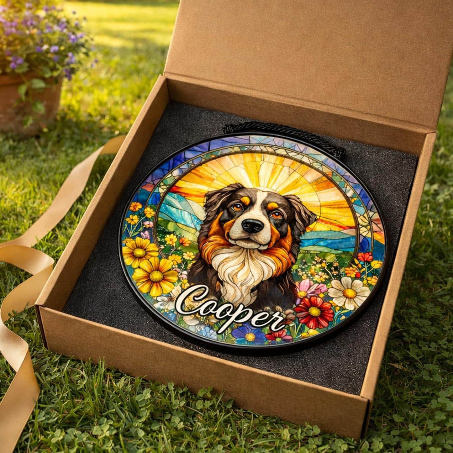 Personalized Dog Portrait Stained Glass SunCatcher, Memorial SunCatcher, Animal Memorial Gift, Dog Loss Sympathy Gift, Pet Loss Gift - product image 5