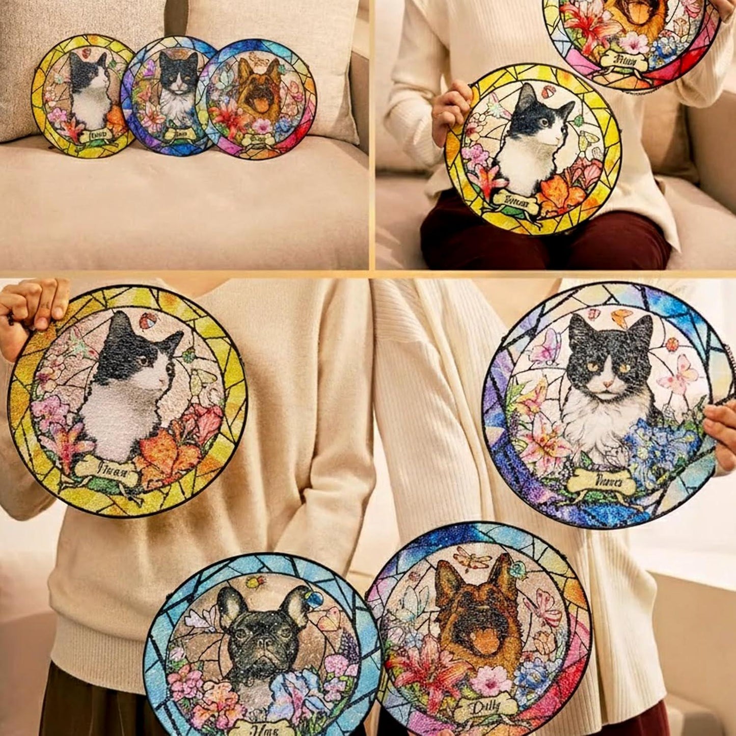 Personalized Dog Portrait Art Suncatcher Glass, Pet Memorial Gifts for Dogs, Sympathy Gift, Remembrance Gift Dog Indoor Decor Window Hanging - product image 5