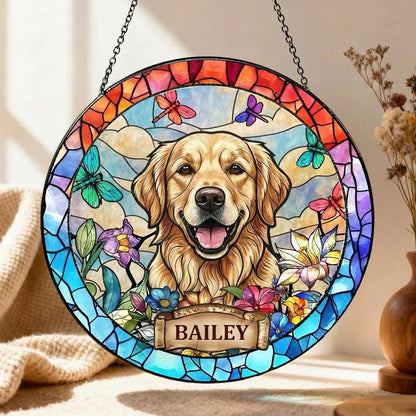 Custom Dog Portrait StainedGlass SunCatcher, Pet Memorial Photo Light Catcher, Dog Memorial, Loss of Dogs Sympathy Gift, Pet Loss Gift - product image 6