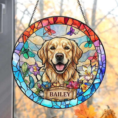 Custom Dog Portrait StainedGlass SunCatcher, Pet Memorial Photo Light Catcher, Dog Memorial, Loss of Dogs Sympathy Gift, Pet Loss Gift - product image 5