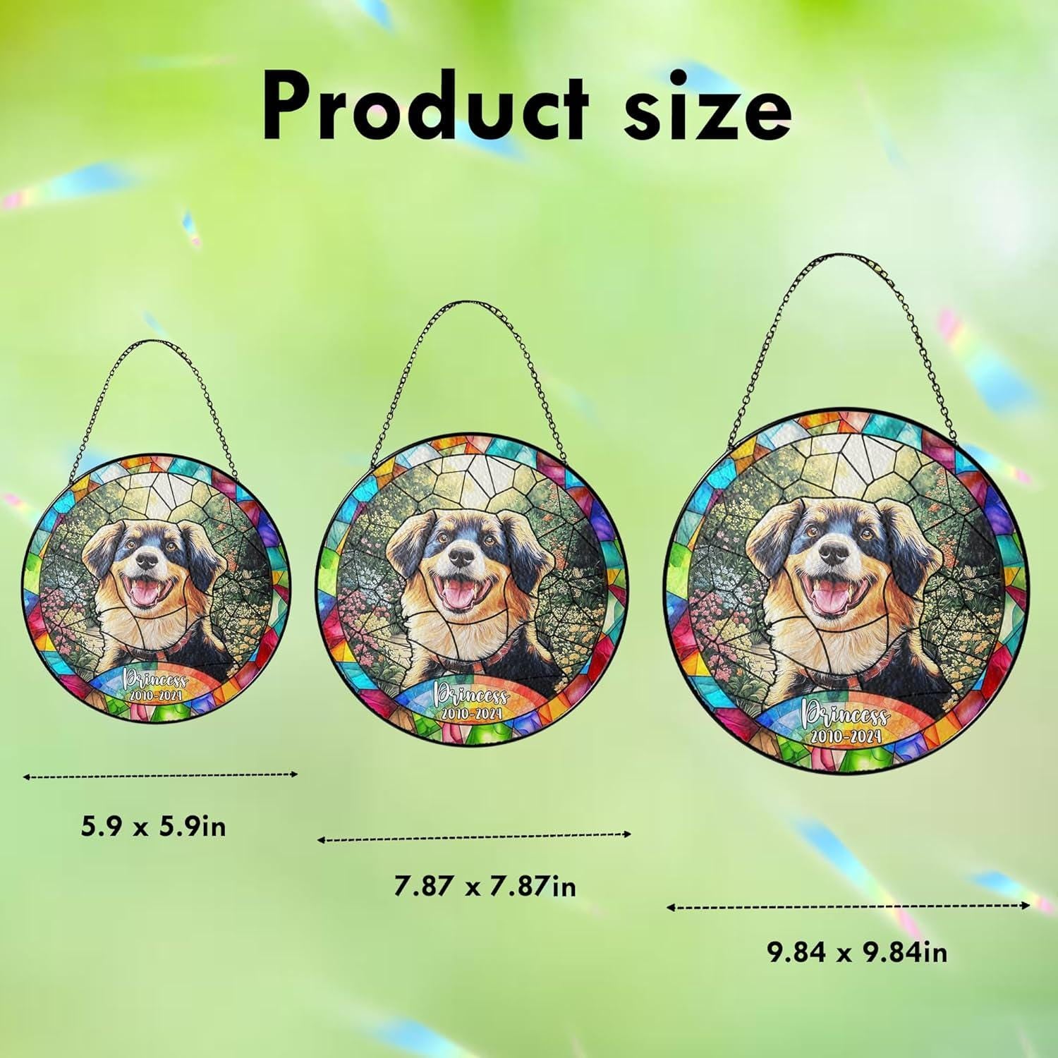 Custom Dog Portrait Art Suncatcher Stained Glass Remembrance Gift Pet Indoor Decor Window Hanging Dog Cat Bereavement Keepsake Loss of Pet - product image 7